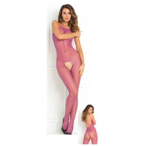 NWT Rene Rofe Crotchless Crochet Net Bodystocking - Picture 5 of 5